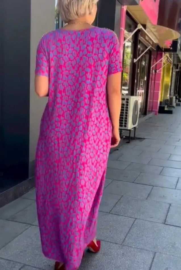 Raven - Spring Chic Printed Maxi Dress with Pockets