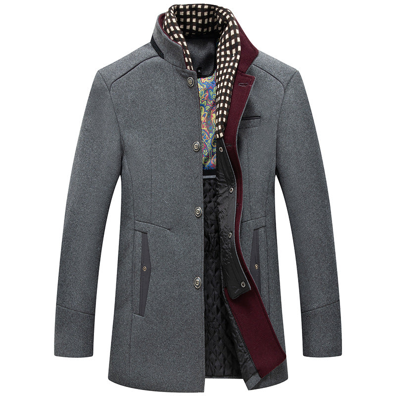 Emilio™ | Men's Winter Wool Blend Coat with Removable Scarf