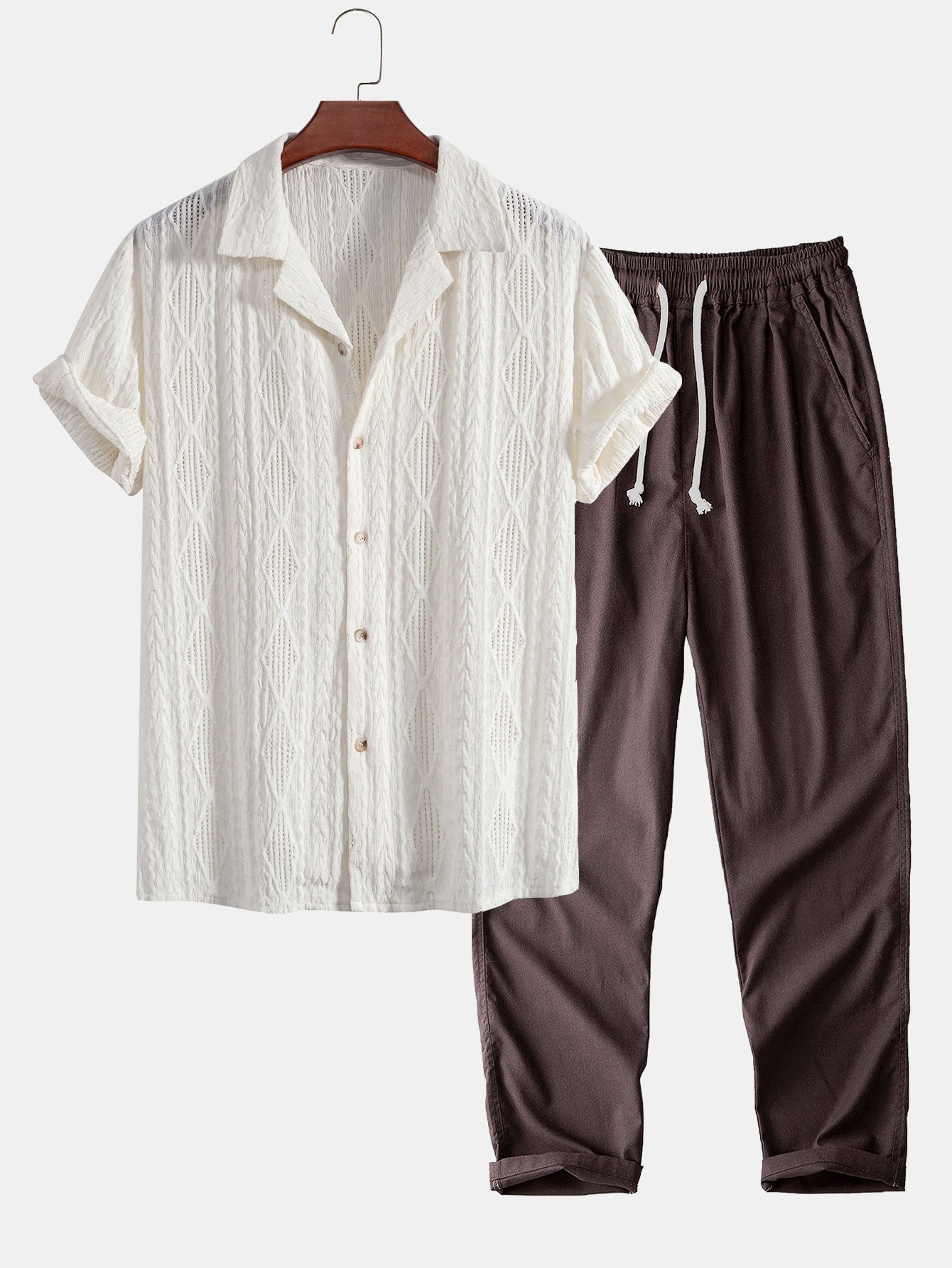 Geometric Jacquard Cuban Shirt & Straight Leg Linen Pants by Haven Hills