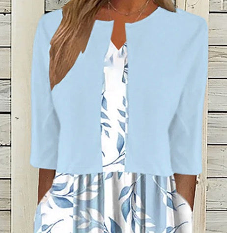 Greer - Floral Print Midi Dress with Matching Jacket