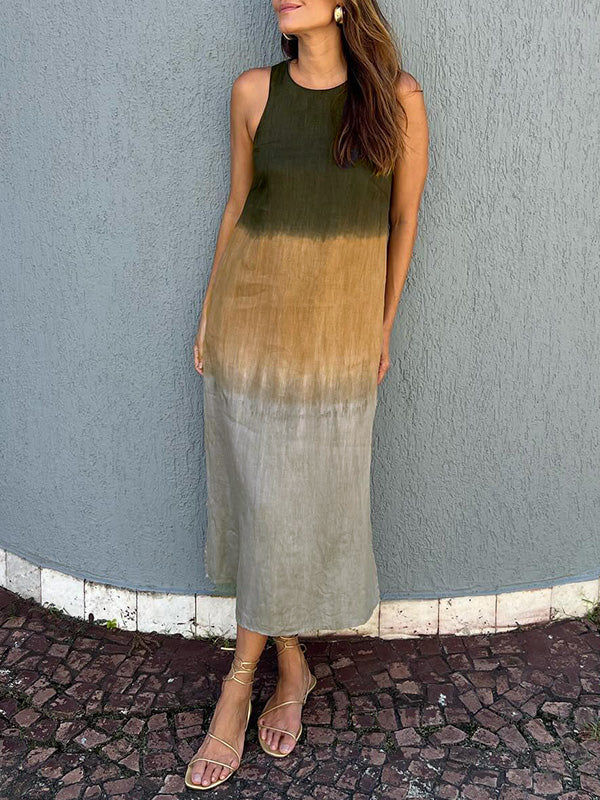 Briar - Casual Cotton Linen Side Split Long Dress