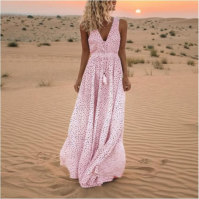 Ismena - Boho Polka Dot Maxi Dress