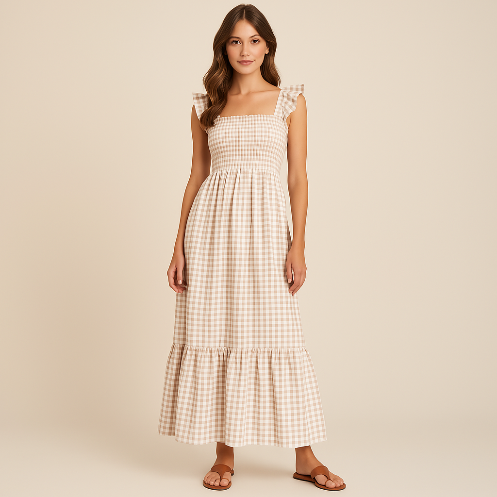 Sophia – Plaid Print Sleeveless Maxi Dress