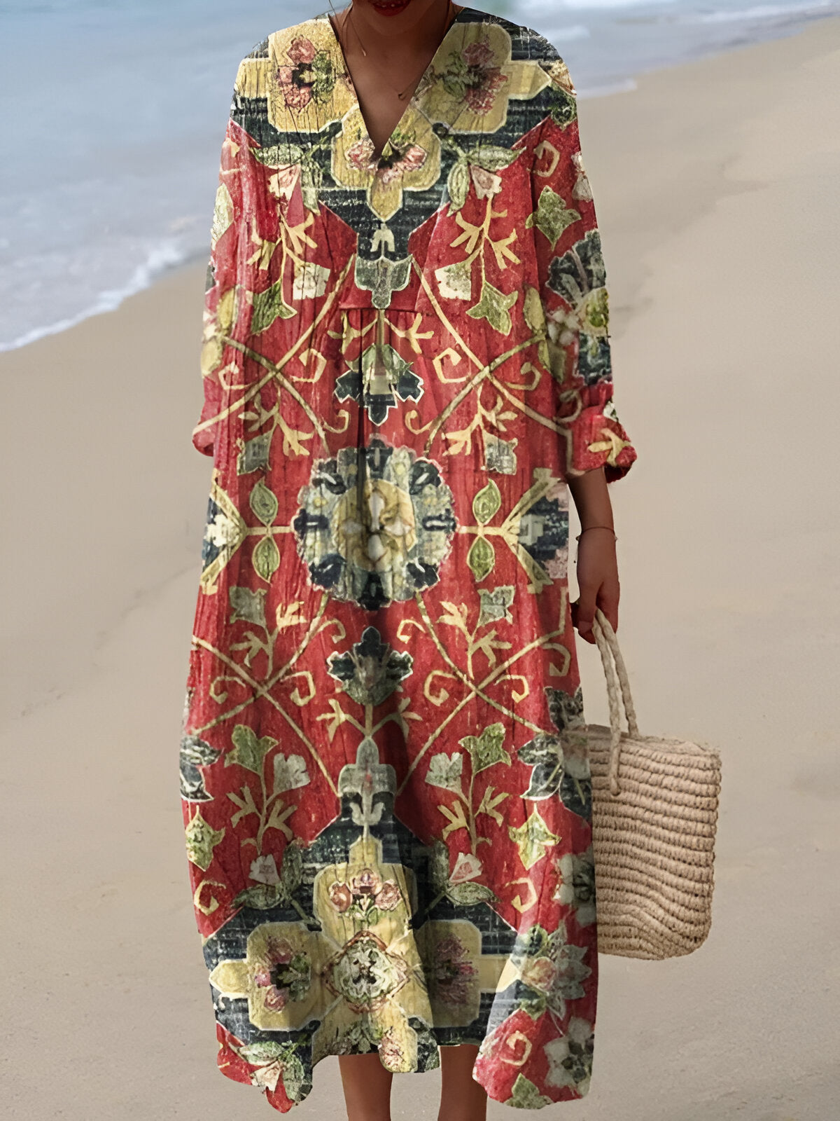 Aria | Bohemian Tapestry Long Sleeve Dress