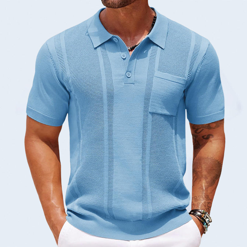 Short-Sleeved Textured Polo by Haven Hills