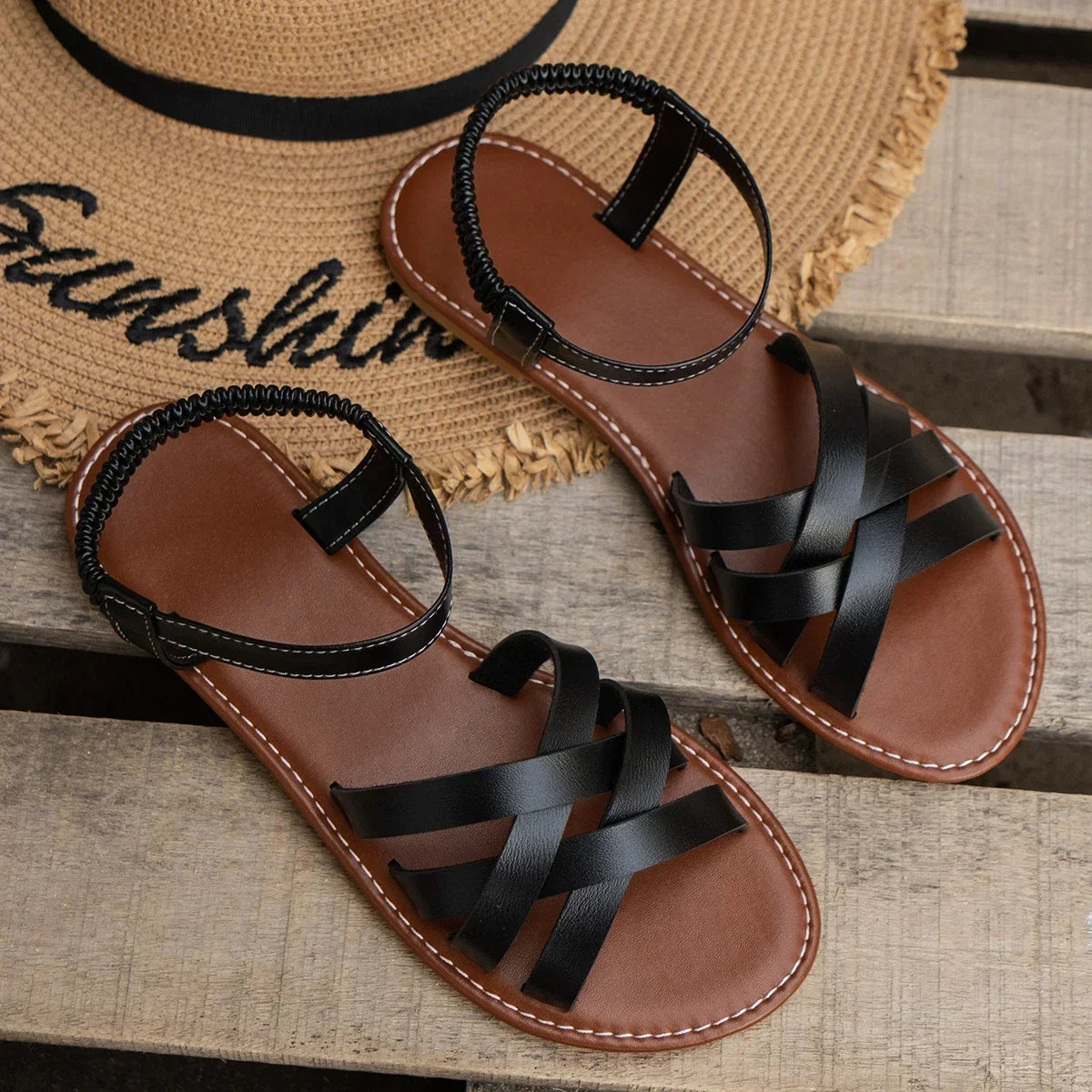 Sienna | Criss-Cross Flat Sandals