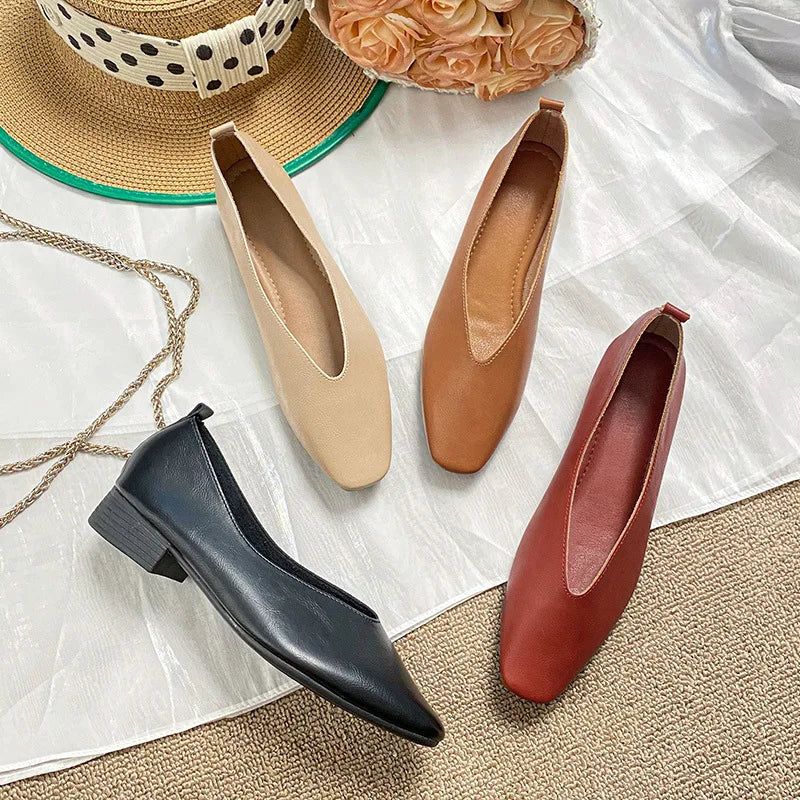 Elise | Square-Toe Low Heeled Flats