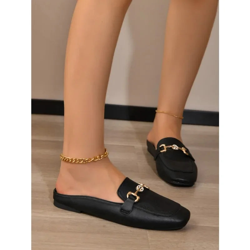 Celeste | Gold-Buckle Loafers