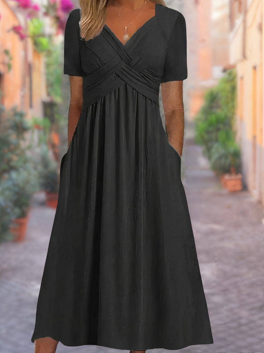 Florence - Elegant Loose Fit V-Neck Dress