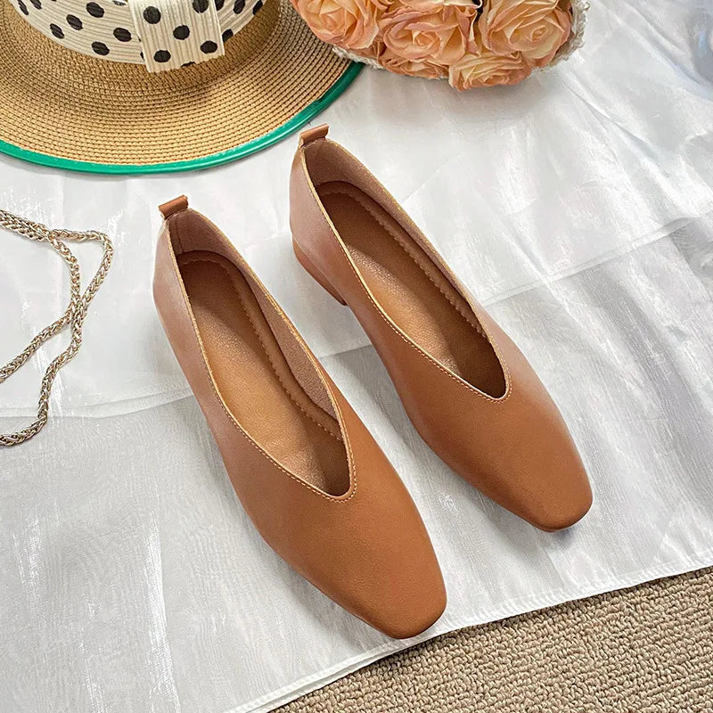 Elise | Square-Toe Low Heeled Flats