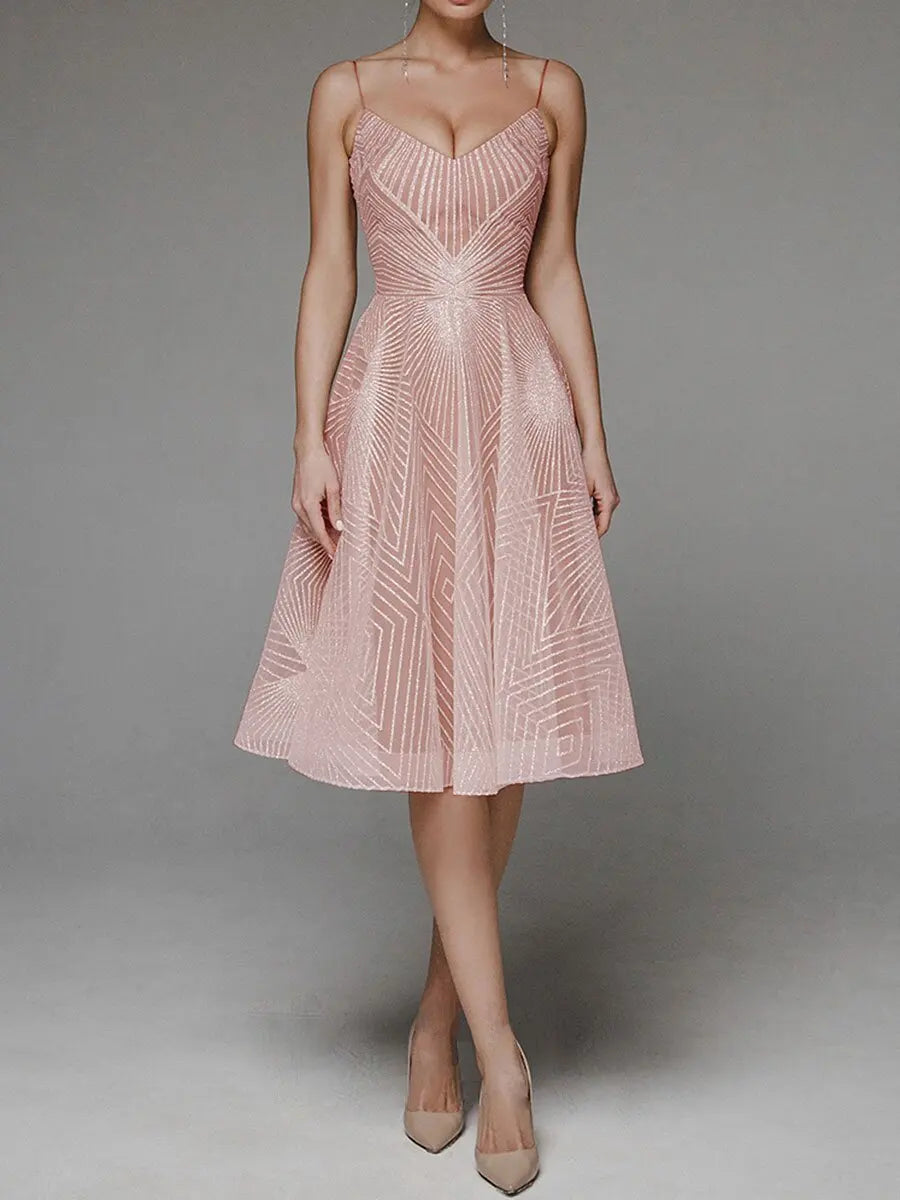 Valencia | Midi Evening Dress with Shiny Sequins