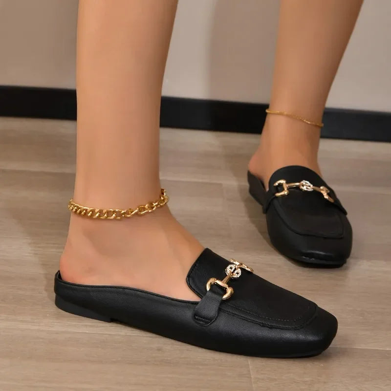 Celeste | Gold-Buckle Loafers