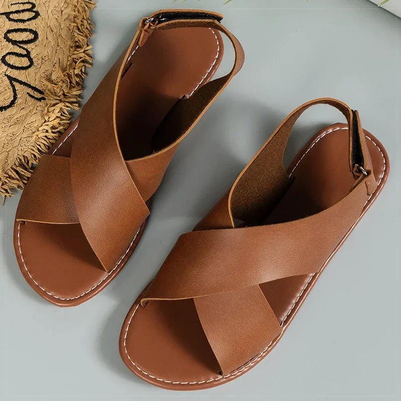 Livia | Cross-Strap Flat Sandals