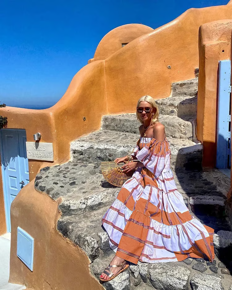 Seraphina - Luxury Mexican Print Off-Shoulder Maxi Dress