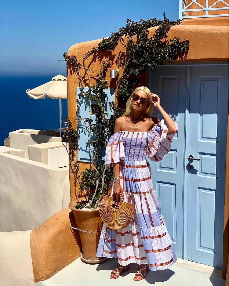 Seraphina - Luxury Mexican Print Off-Shoulder Maxi Dress