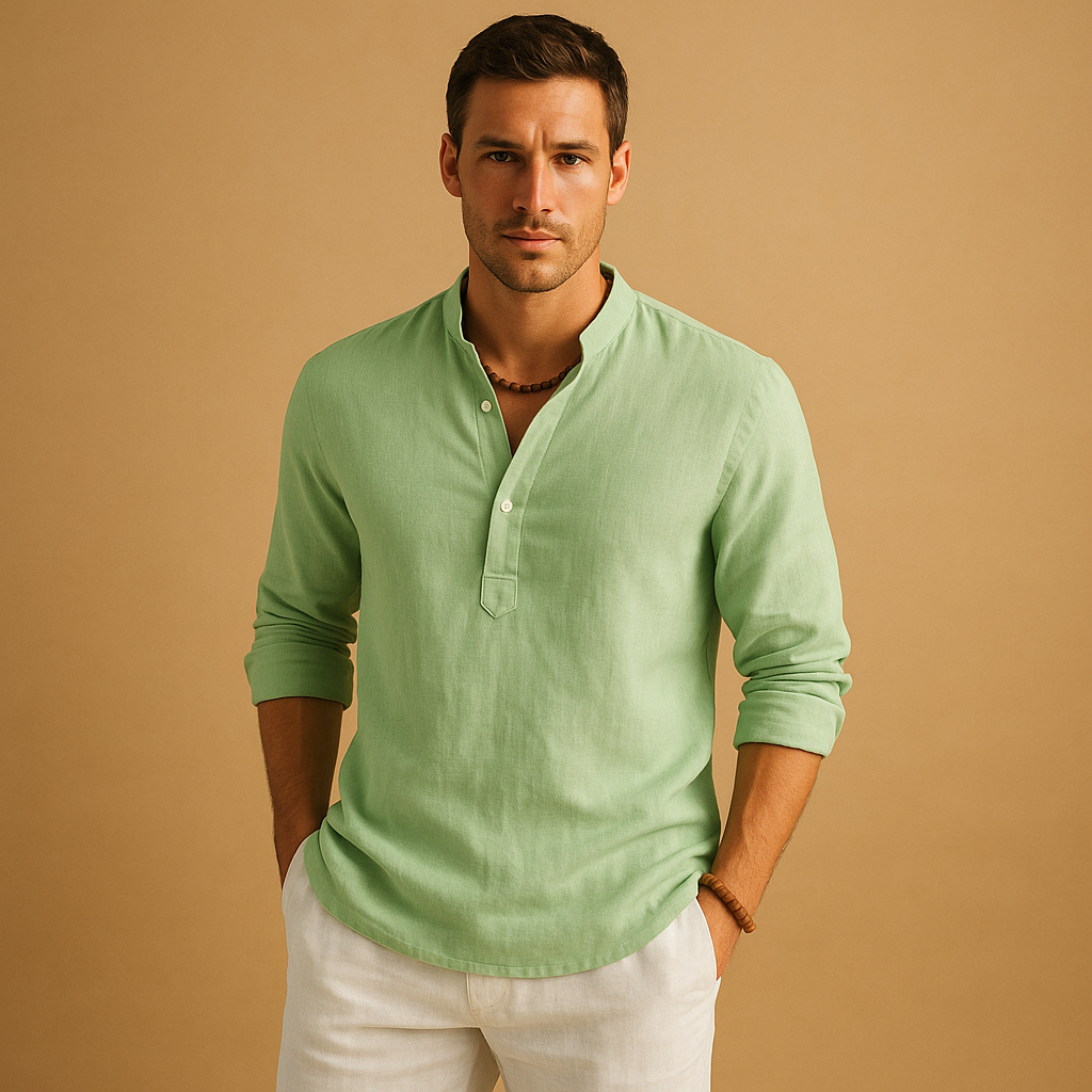 Haven Hills Linen Stand-up Collar Shirts