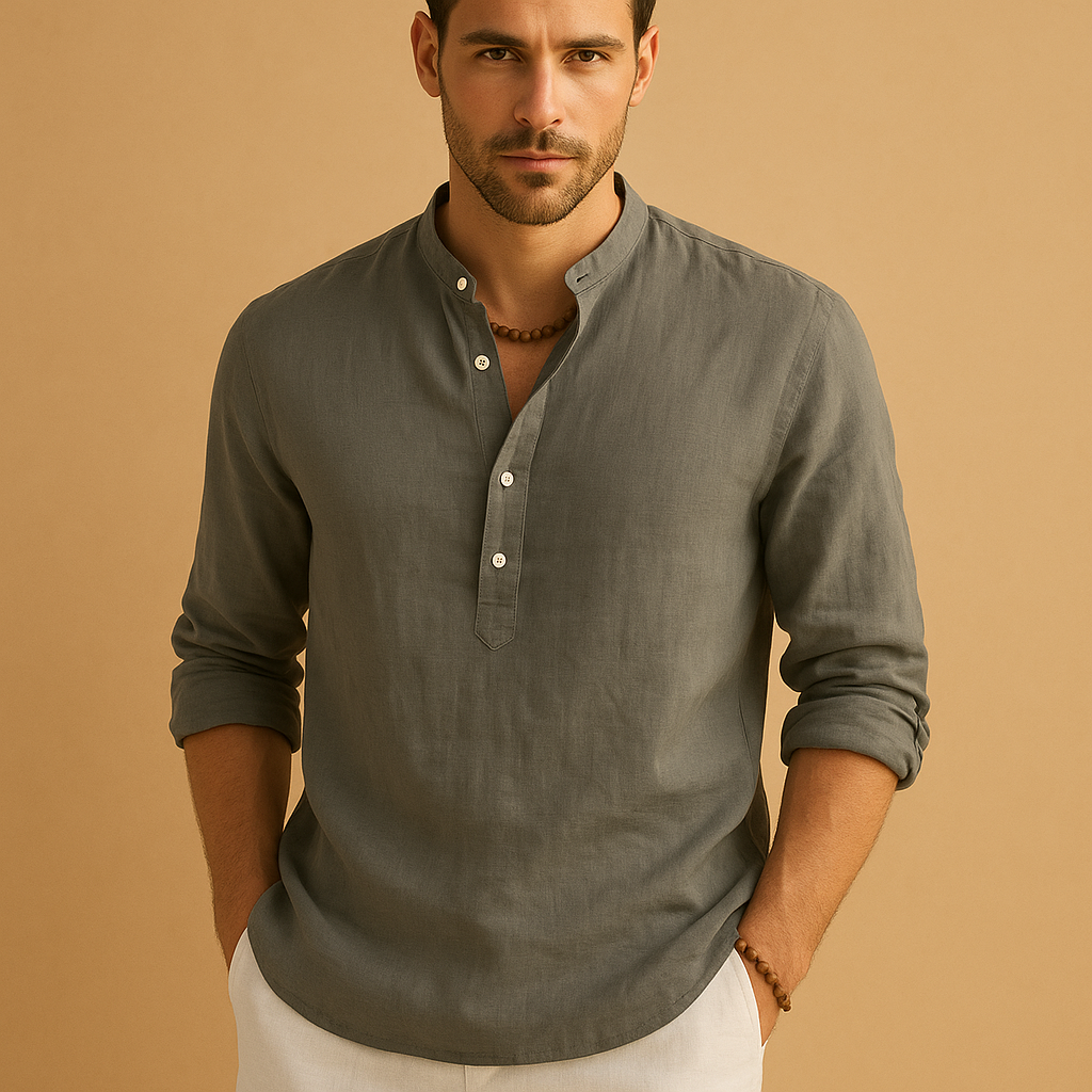 Haven Hills Linen Stand-up Collar Shirts
