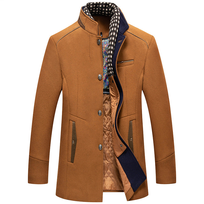 Emilio™ | Men's Winter Wool Blend Coat with Removable Scarf