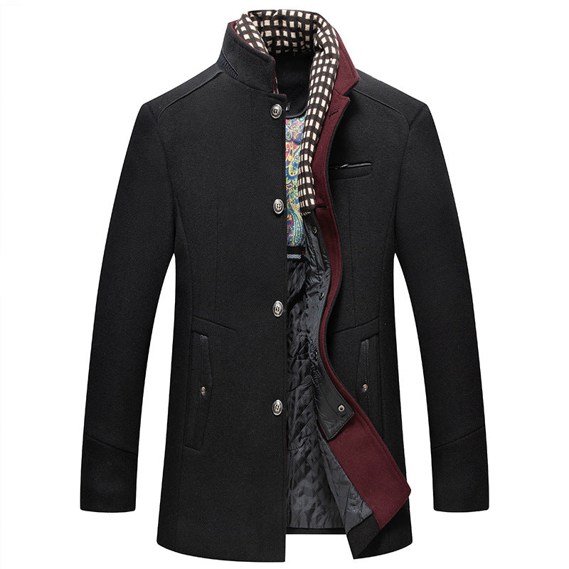 Emilio™ | Men's Winter Wool Blend Coat with Removable Scarf