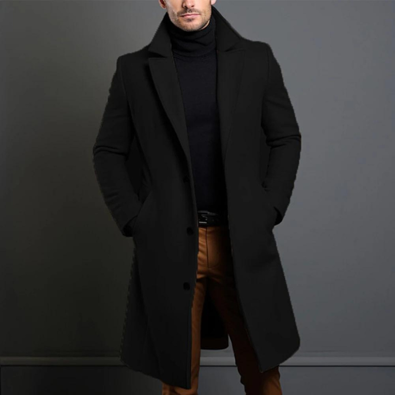 Laurens – Long-Sleeved Wool Coat with Pockets