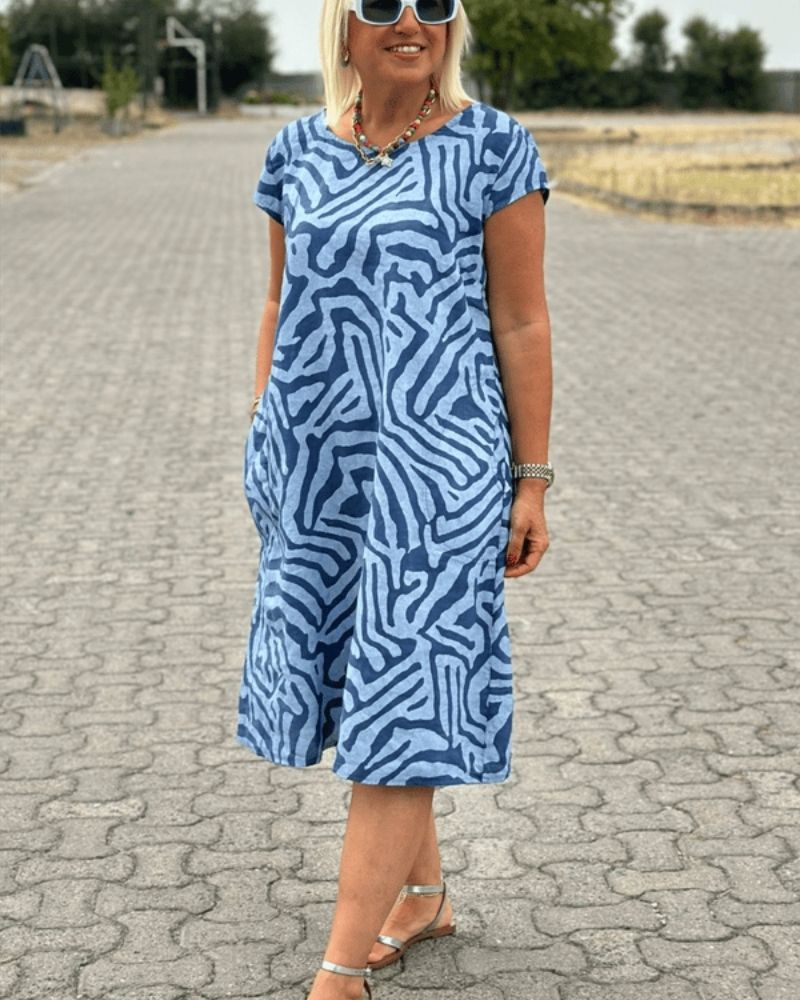 Nelia™ by Haven Hills – Round-Neck Summer Dress in Signature Print