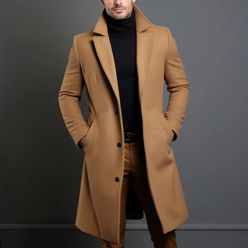 Laurens – Long-Sleeved Wool Coat with Pockets