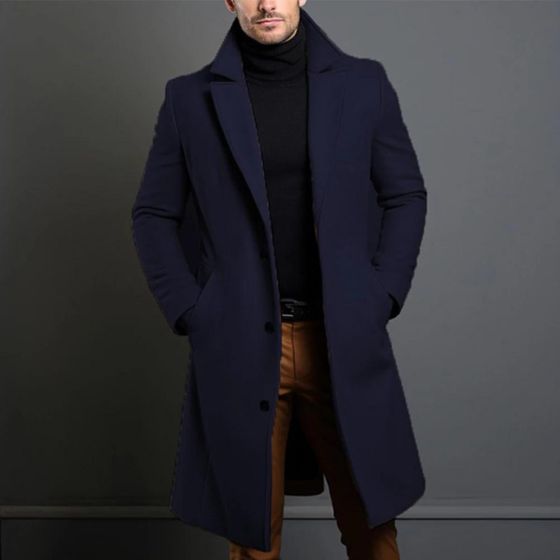 Laurens – Long-Sleeved Wool Coat with Pockets