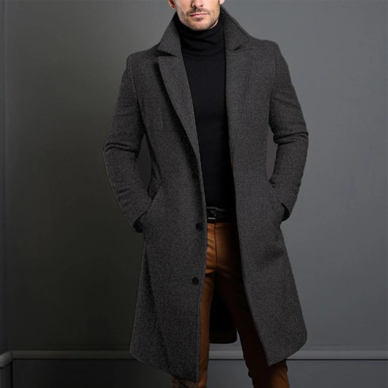 Laurens – Long-Sleeved Wool Coat with Pockets