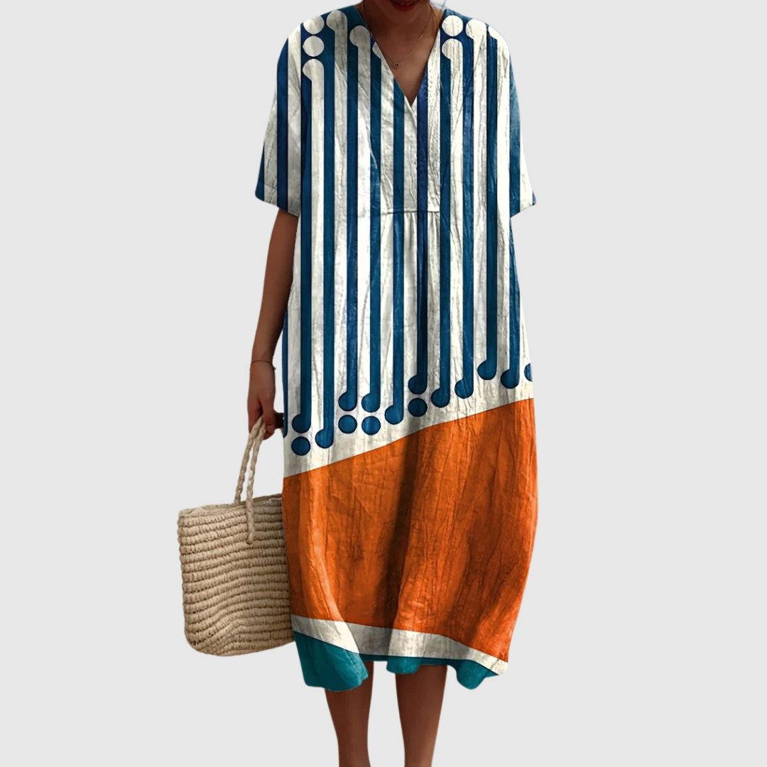 Ayla | Retro Rhythm Colorblock Midi Dress