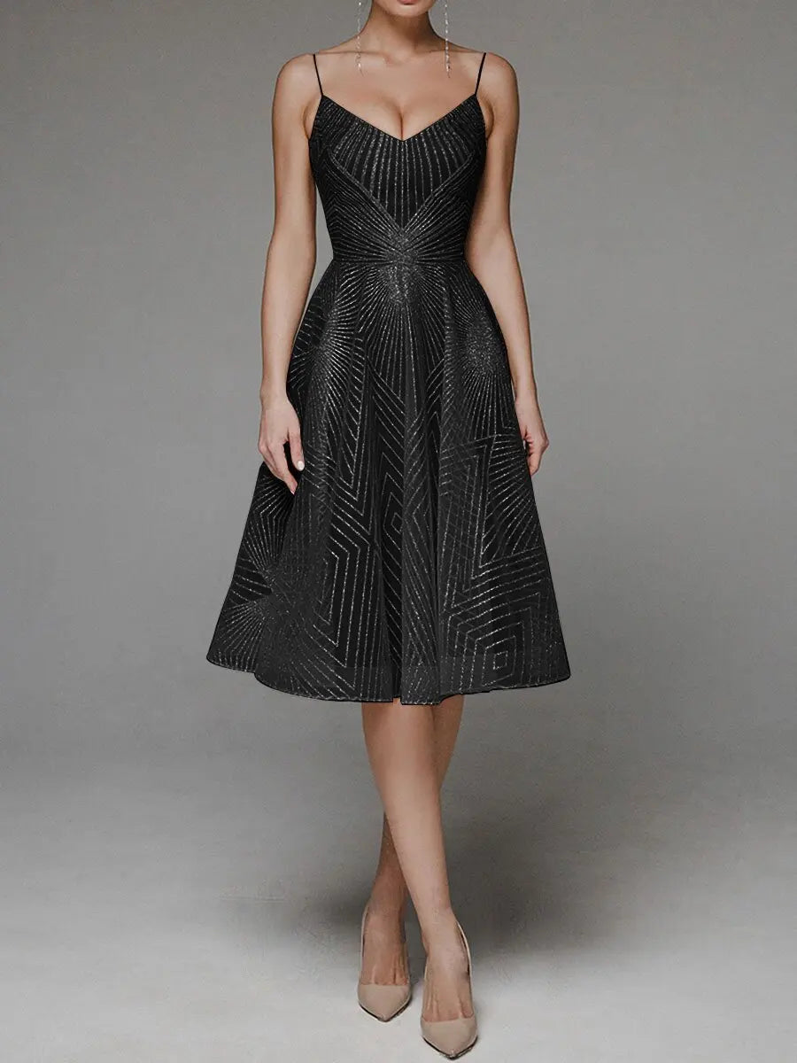 Valencia | Midi Evening Dress with Shiny Sequins