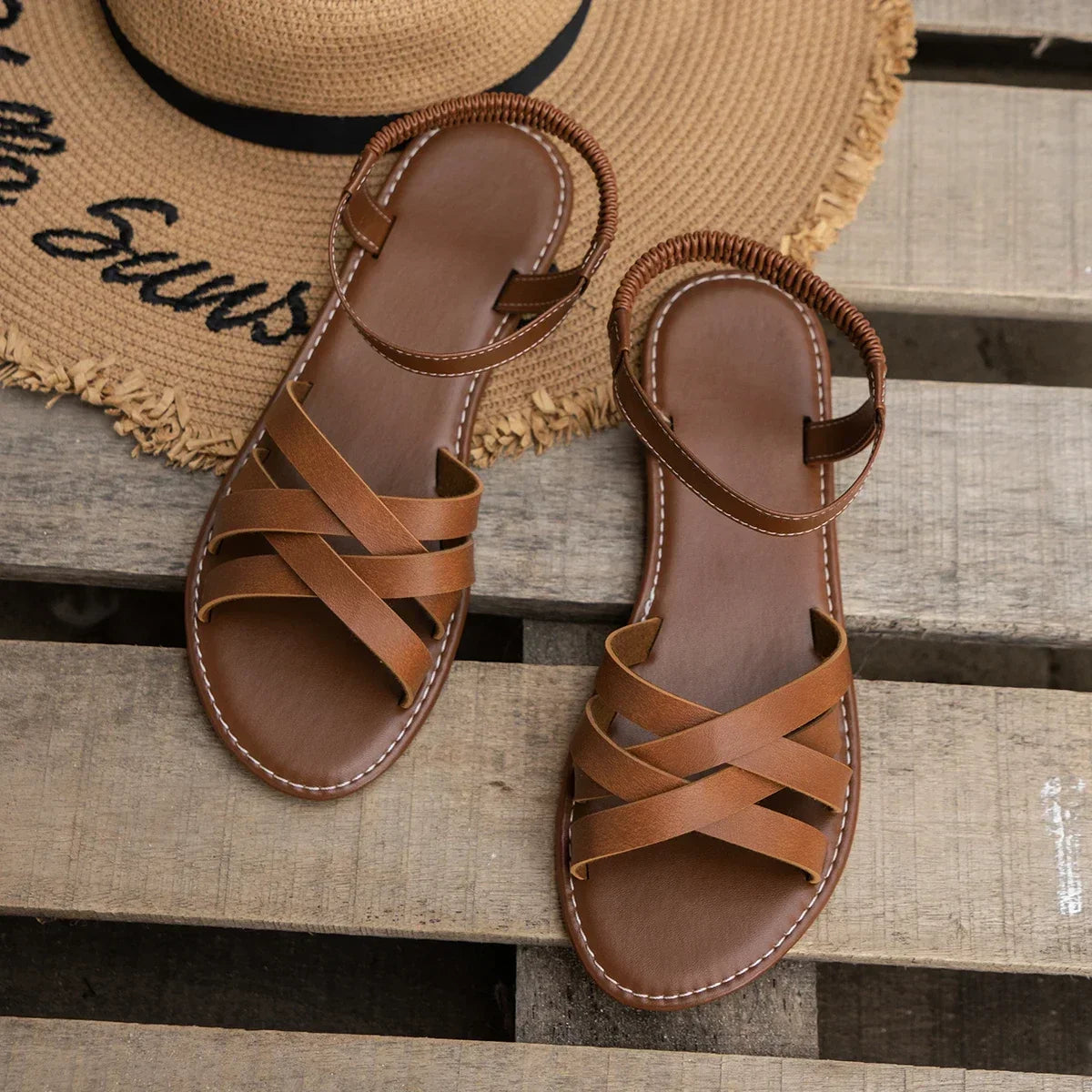 Sienna | Criss-Cross Flat Sandals