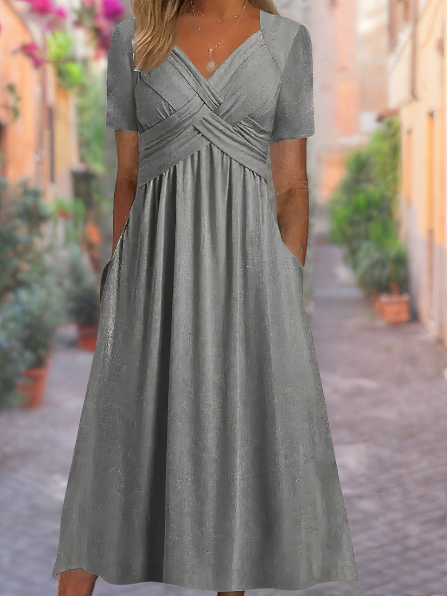 Florence -  Elegant Loose Fit V-Neck Dress