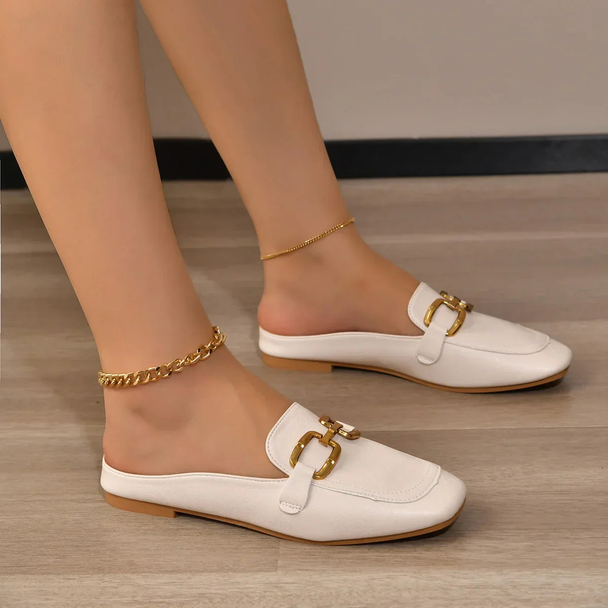 Celeste | Gold-Buckle Loafers