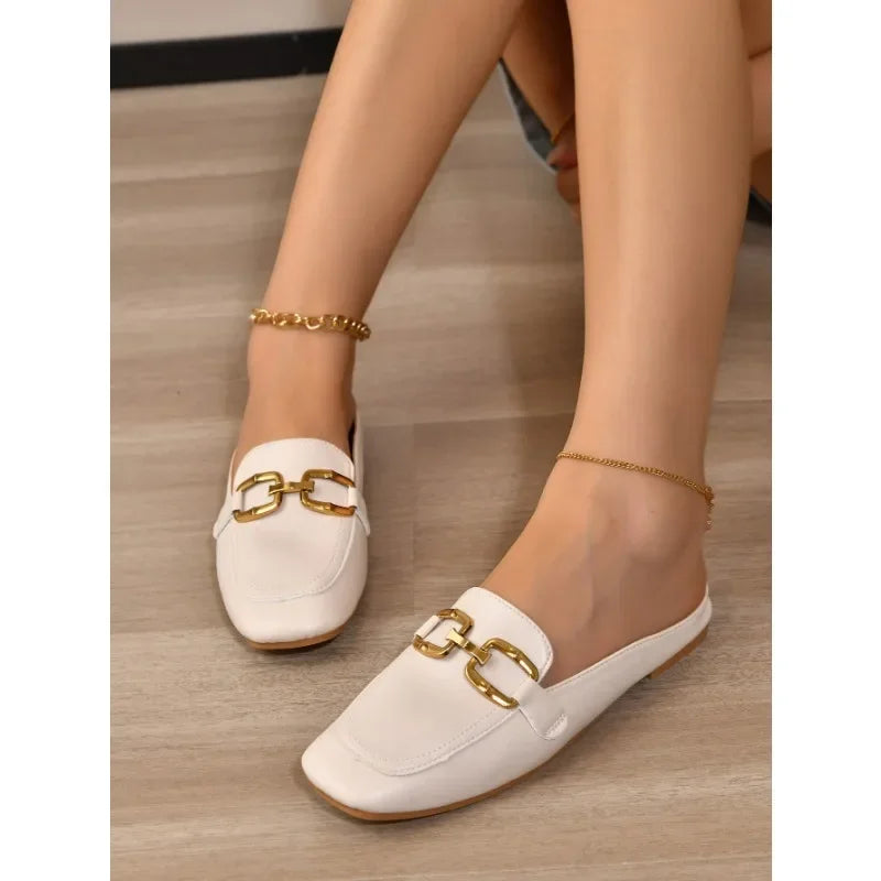 Celeste | Gold-Buckle Loafers
