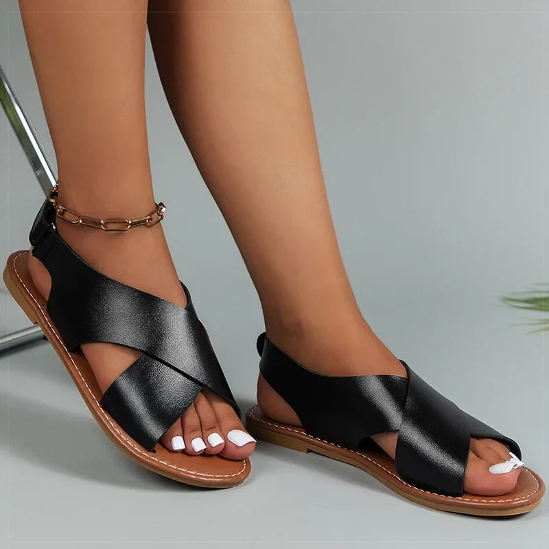 Livia | Cross-Strap Flat Sandals