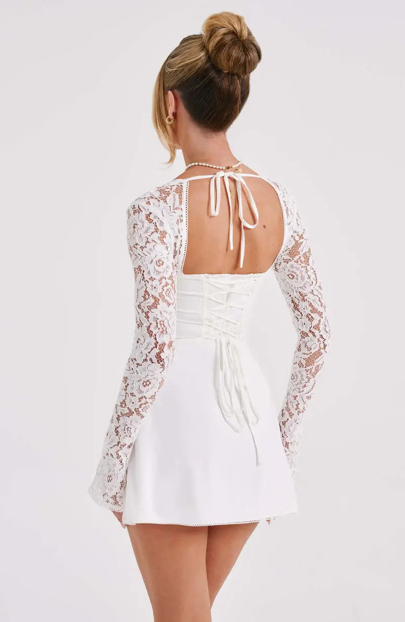 Mini Satin Dress with Lace Ariel