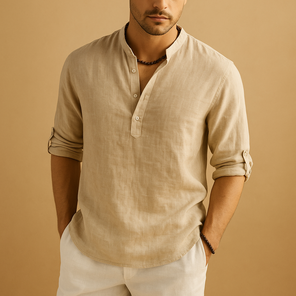 Haven Hills Linen Stand-up Collar Shirt