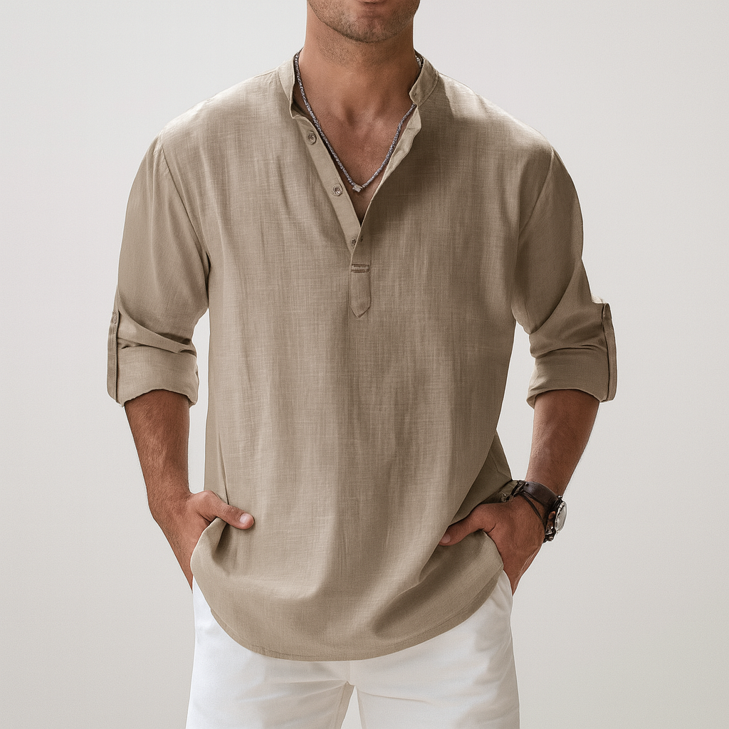Breathable Mid Button Linen Shirt | By Haven Hills