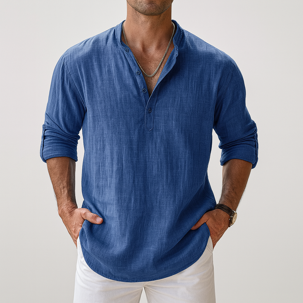 Breathable Mid Button Linen Shirt | By Haven Hills