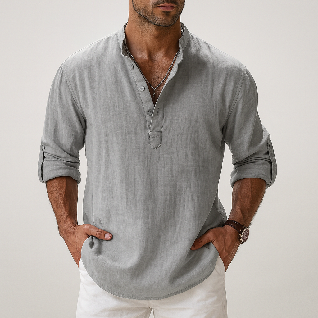 Breathable Mid Button Linen Shirt | By Haven Hills