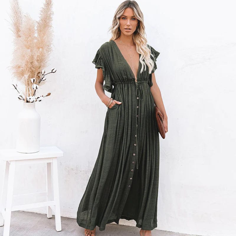 Esmee™ - Maxi Dark Green Ibiza Dress