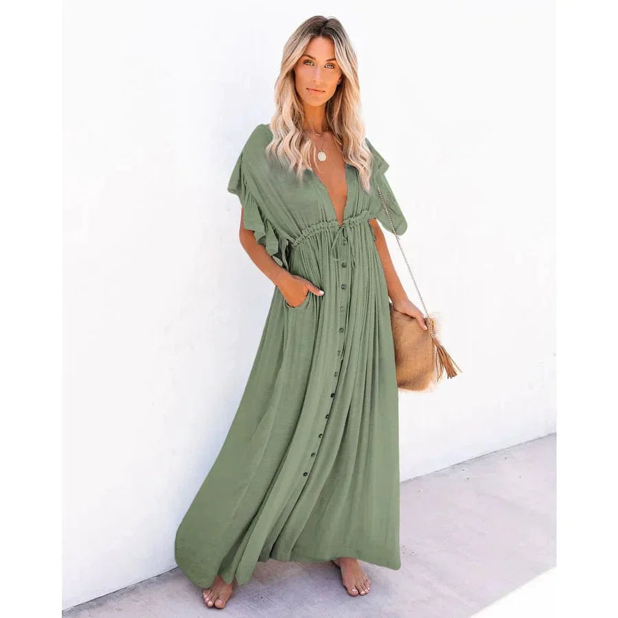 Puck™ - Maxi Green Ibiza Beach Dress