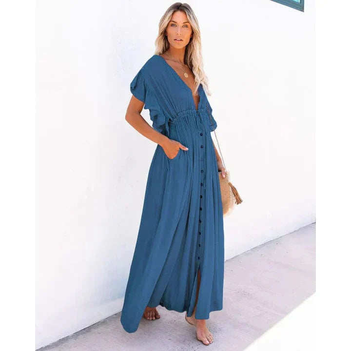 Anouk™ - Maxi Marine Blue Ibiza Beach Dress