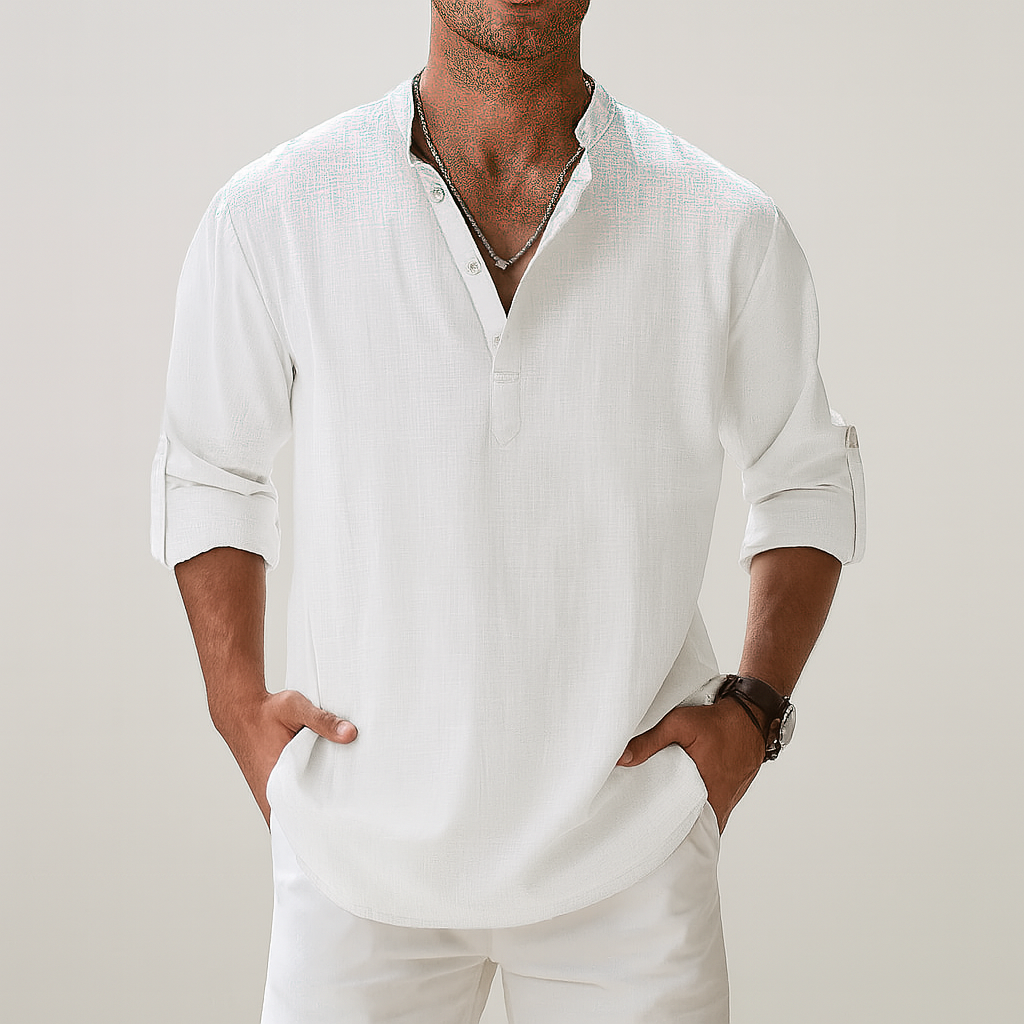 Breathable Mid Button Linen Shirt | By Haven Hills